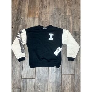 47 Brand NCAA Illinois Fighting Illini Block I Sweatshirt Black and Cream Small‎